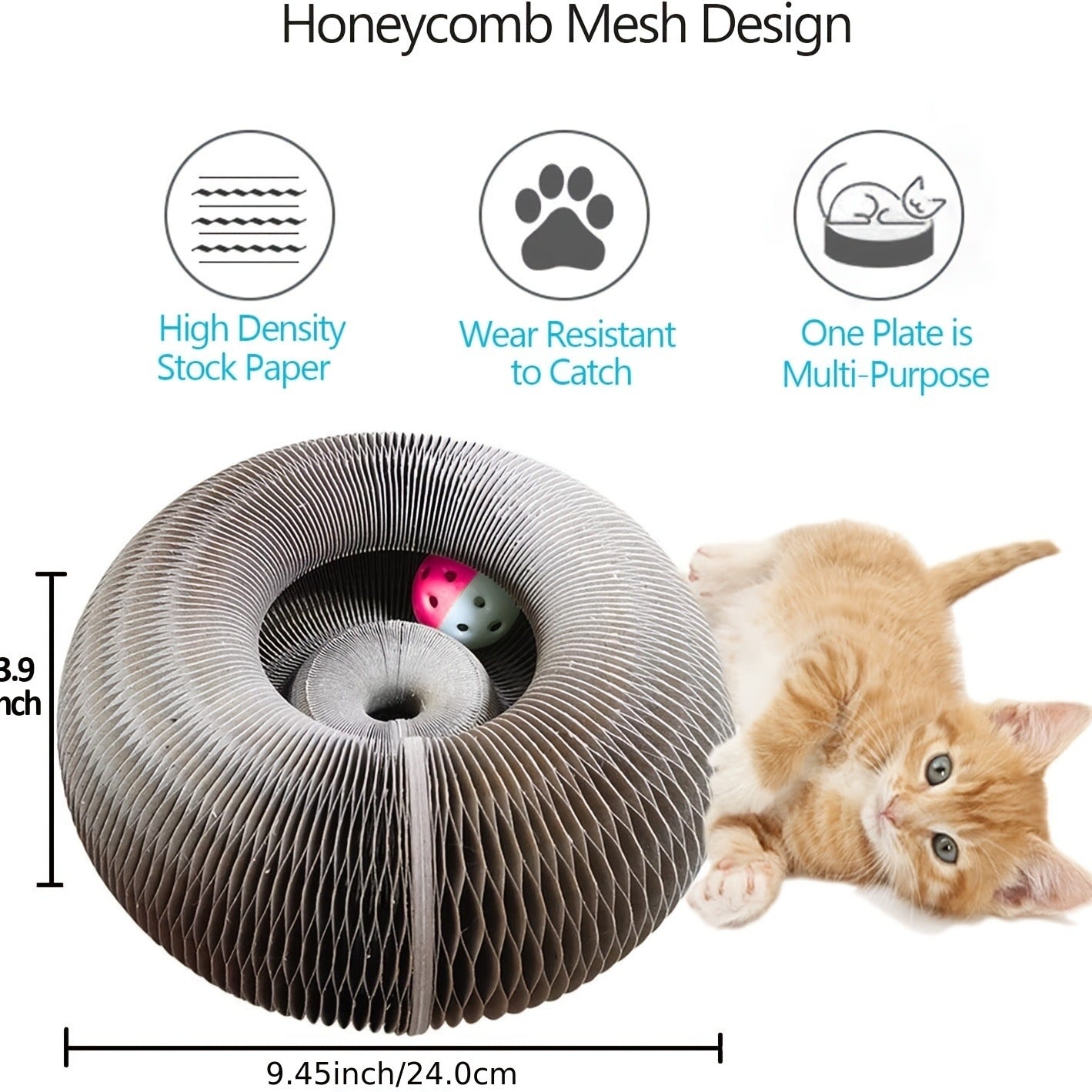 Cat Scratching Board With Bell Ball - petspacestores
