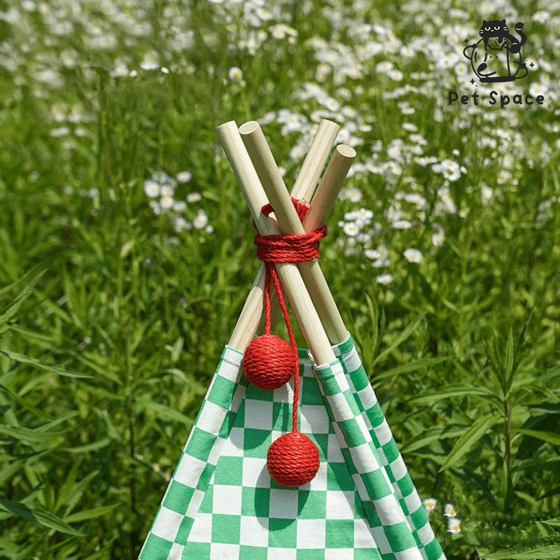 Green Checkerboard Pet Tent - petspacestores