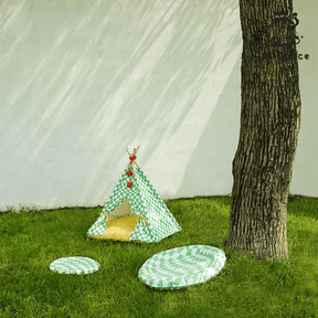Green Checkerboard Pet Tent - petspacestores